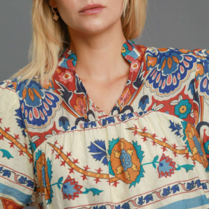 Split Neck Print Top