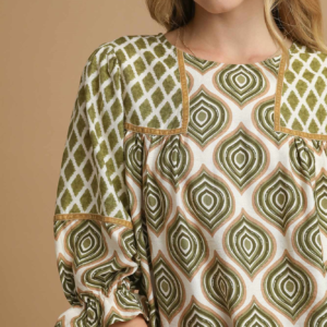 Retro Geometric Print Top