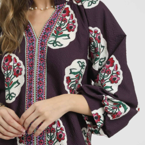 Boho Floral Print Tunic Top