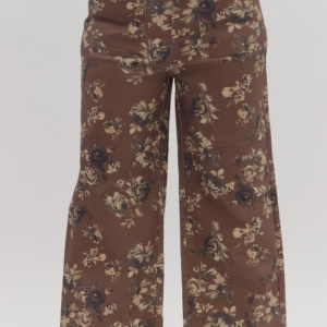 Floral pattern mid-rise ankle-length pants