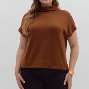 Solid knit mock neck pullover top